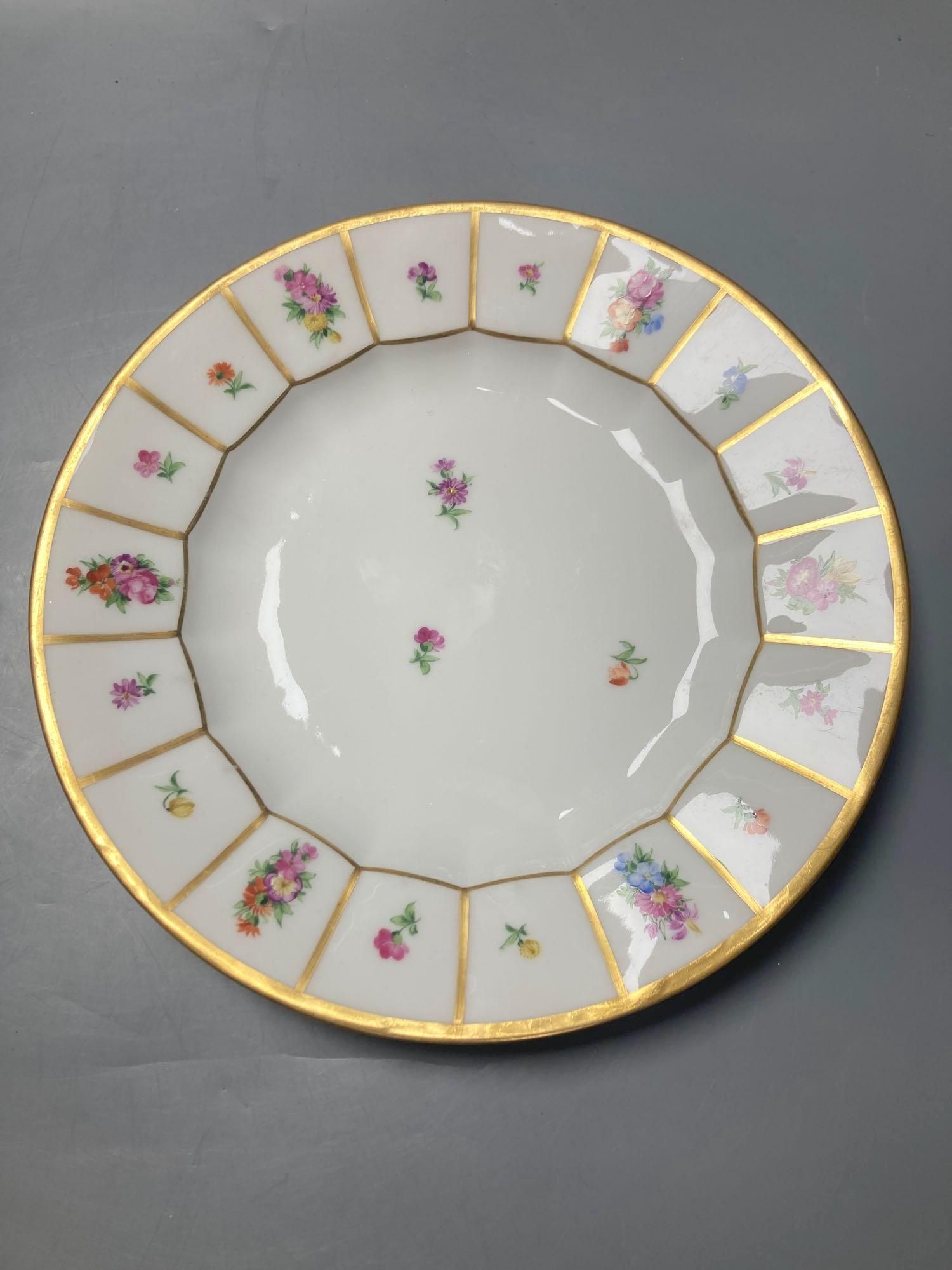 Two Royal Crown Derby dishes and a Royal Copenhagen plate, 26cm